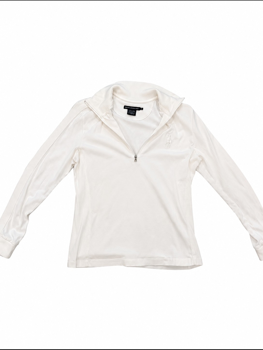 Ralph Lauren Golf Womens L White/Cream 100% Cotton 1/4 Zip Pullover Pony Logo